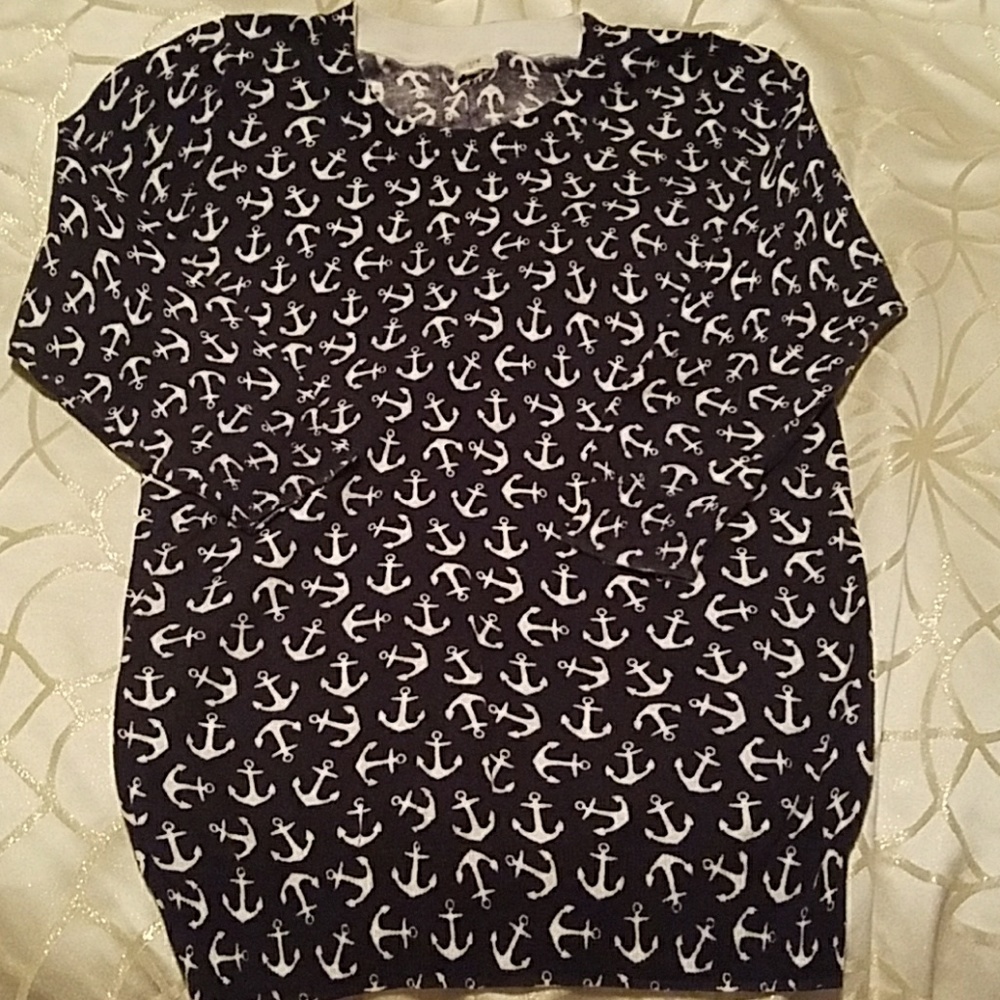 J.Crew Nautical Anchor 3/4 Sleeve Sweater